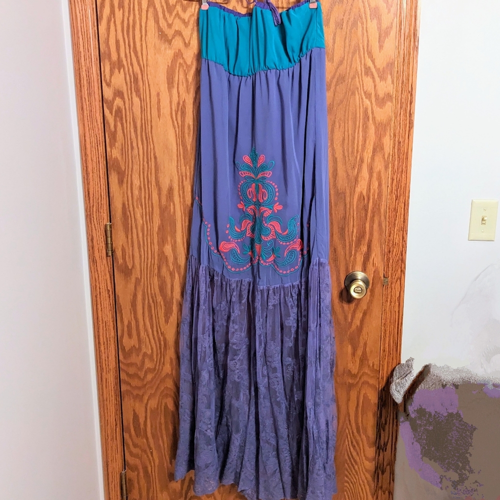 Flying Tomato Lace Strapless Sundress Maxi/Swim Cover-up